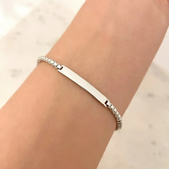 Jewelry - 925 Sterling Silver Bar Bracelet Box Chain Bracelet Dainty Minimalist Bracelet